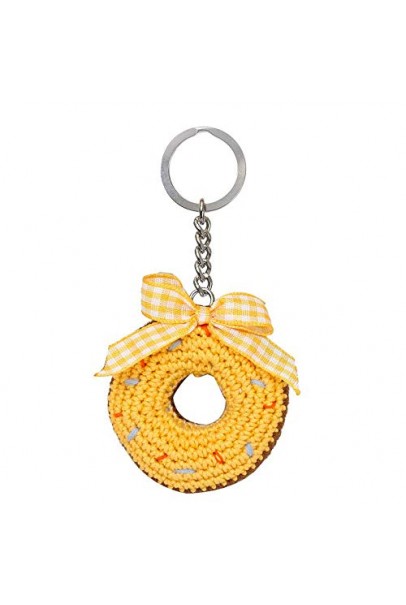 Happy Threads Yellow Donut Crochet Keychain
